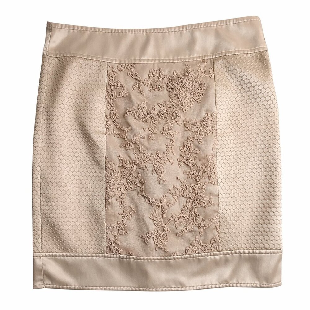 BCBG MAXAZRIA Silk Blend Lace Pencil Skirt Size 2 Small